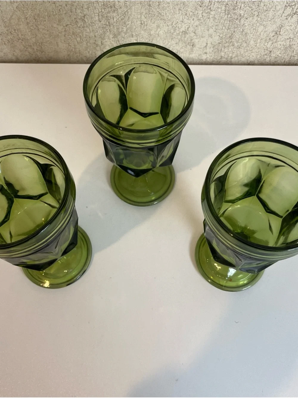 Vintage Anchor Hocking Fairfield Avocado Green Goblets Glass 6